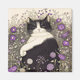 Cat in Flowers Magnet