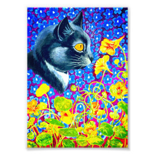Cat in Flowers Photo Print