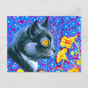 Cat in Flowers Postcard