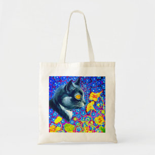 Cat in Flowers Tote Bag