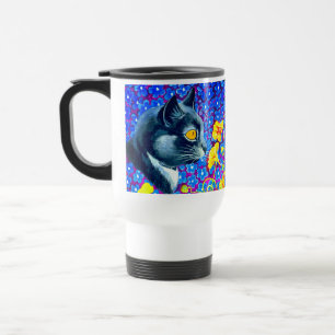 Cat in Flowers Travel Mug