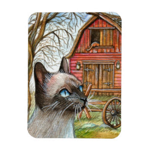 Cat in Front of Barn House Magnet