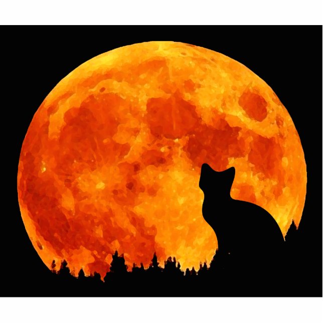 Cat in full orange Moon Standing Photo Sculpture (Front)