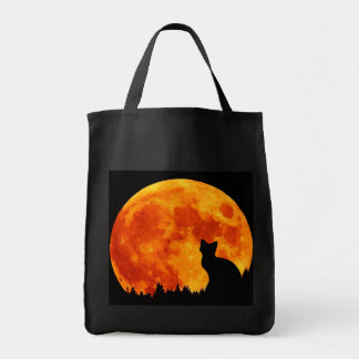 Cat in full orange Moon Tote Bag
