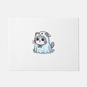 Cat in Ghost Costume for Halloween _1 Doormat
