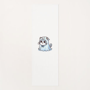 Cat in Ghost Costume for Halloween _1 Yoga Mat