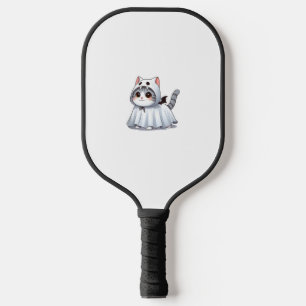 Cat in Ghost Costume for Halloween  Pickleball Paddle