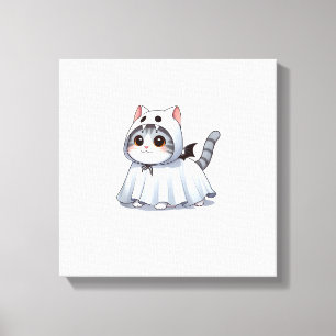 Cat in Ghost Costume for Halloween Tank Top Canvas Print