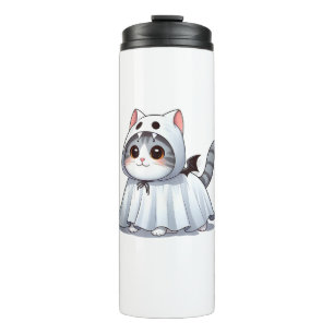 Cat in Ghost Costume for Halloween Tank Top Thermal Tumbler