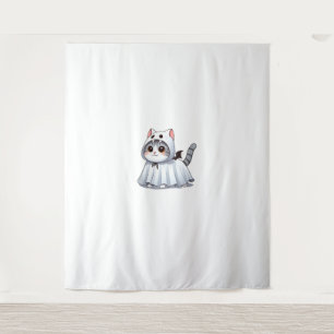 Cat in Ghost Costume for Halloween  Tapestry