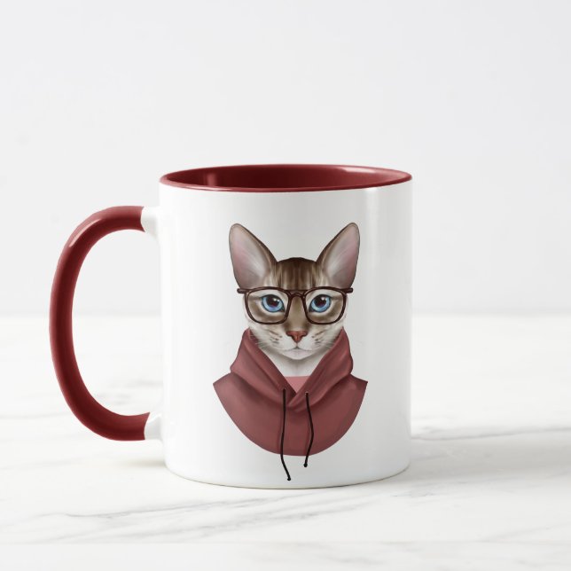Cat in glasses mug (Left)