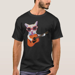 Cat In Glasses Playing Guitar  Graphic Top