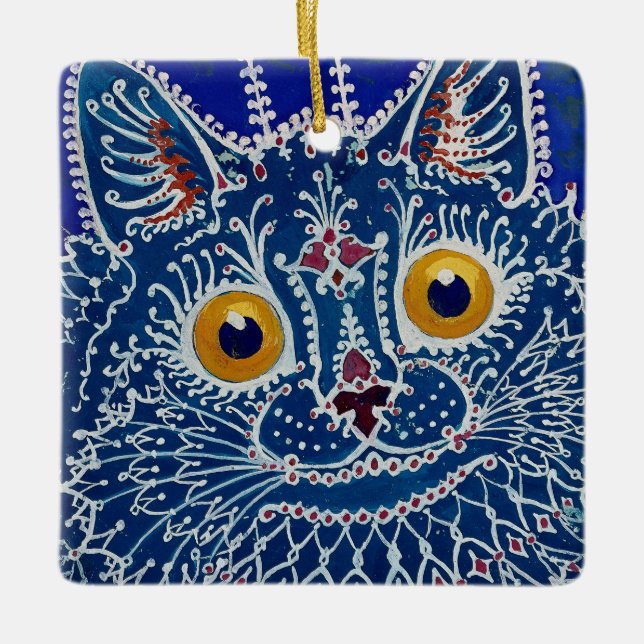 “Cat in Gothic Style” by Louis Wain Ceramic Ornament (Front)