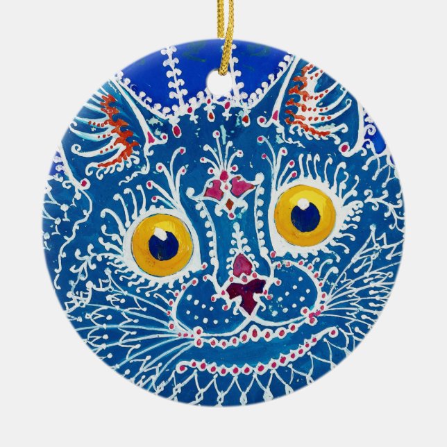 Cat in Gothic Style, Louis Wain Ceramic Tree Decoration (Front)