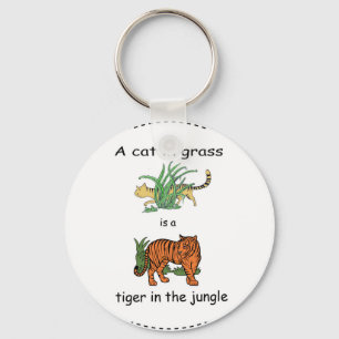 Cat in Grass is a Tiger in the Jungle Key Ring