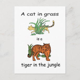 Cat in Grass is a Tiger in the Jungle Postcard