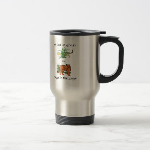 Cat in Grass is a Tiger in the Jungle Travel Mug