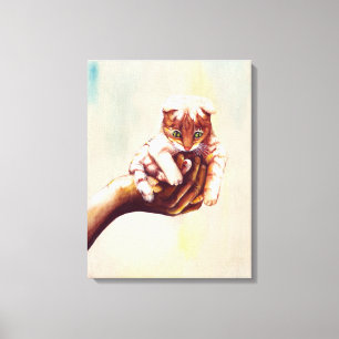 CAT IN HAND CANVAS PRINT