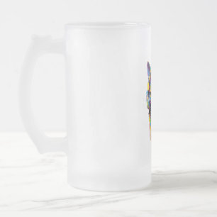 Cat in headphones frosted glass beer mug
