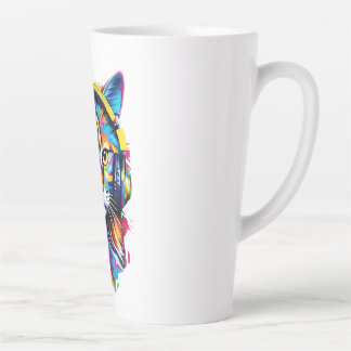 Cat in headphones latte mug