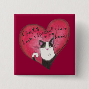 Cat in Heart 15 Cm Square Badge