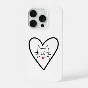 Cat in Heart Doodle  iPhone 15 Pro Case