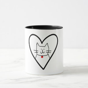 Cat in Heart Doodle  Mug