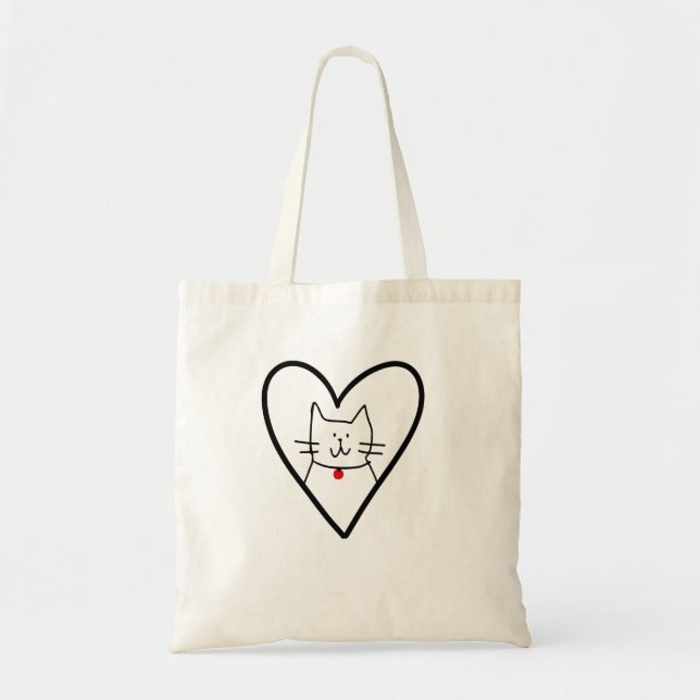 Cat in Heart Doodle  Tote Bag (Front)