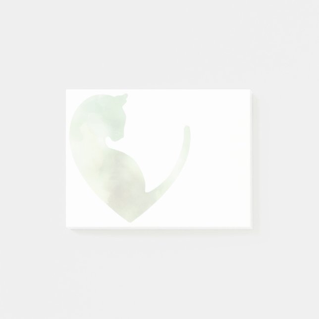 Cat in Heart - Green Post-it Notes (Front)
