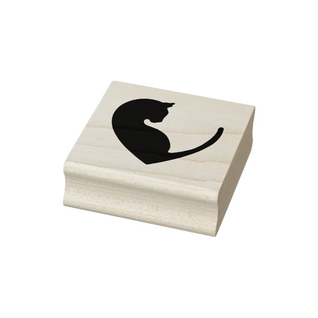 Cat in Heart Rubber Stamp (Stamp)