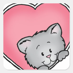Cat in heart - Valentine's Day Gift Square Sticker