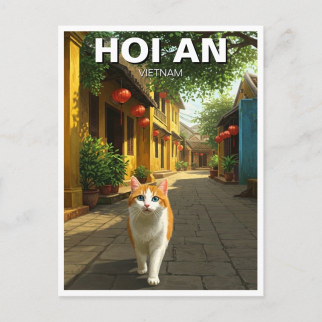 Cat in Hoi An Vietnam Travel Postcard (Front)