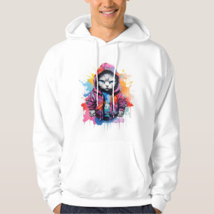 Cat in Hoodie Colourful Graffiti