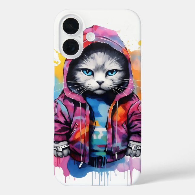 Cat in Hoodie Colourful Graffiti Case-Mate iPhone Case (Back)