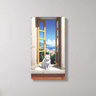 Cat in Italy Canvas Wall Art