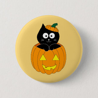 Cat in Jack O'Lantern Halloween Button
