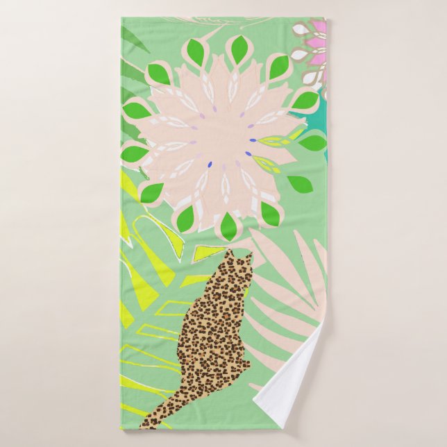 Cat In Jungle Bath Towel Set (Bath Towel)