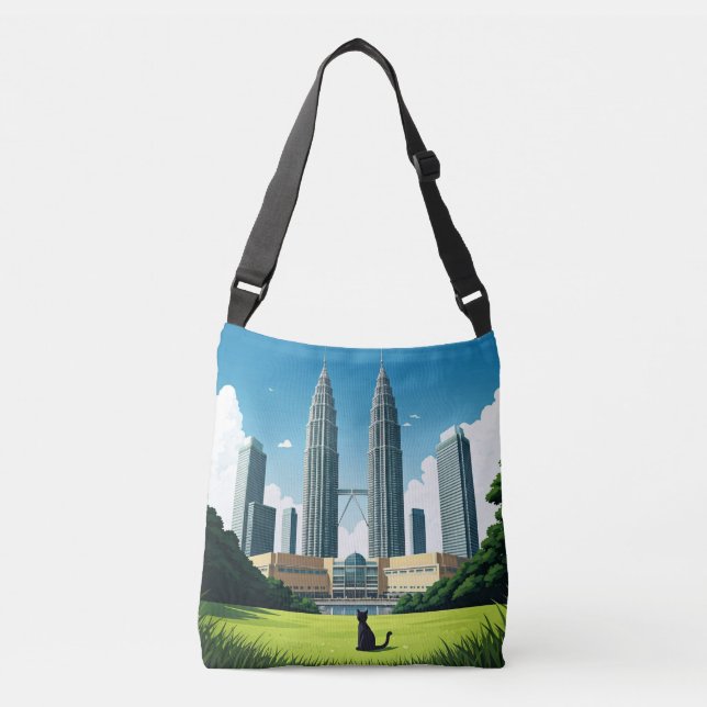 Cat in Kuala Lumpur Malaysia Crossbody Bag (Front)
