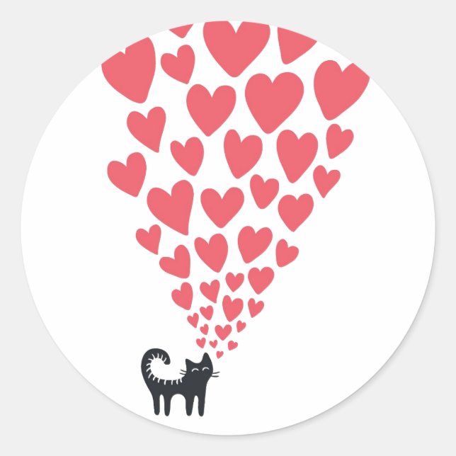 Cat in Love Classic Round Sticker (Front)