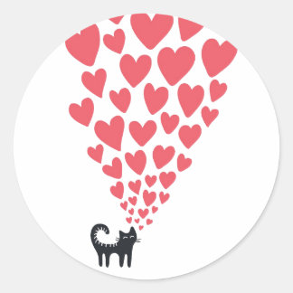 Cat in Love Classic Round Sticker