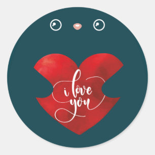 Cat In Love, Cute Kitten Valentine Day Classic Round Sticker