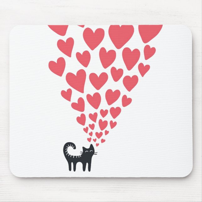 Cat in Love Mouse Mat (Front)