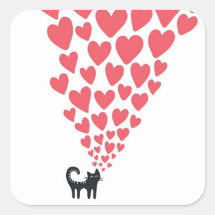 Cat in Love Square Sticker