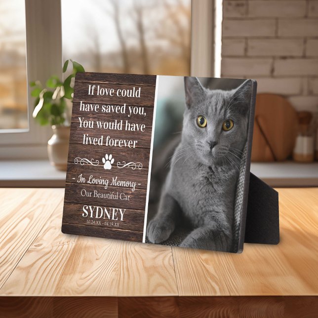 Cat In Loving Memory Photo Rustic Memorial Plaque (Creator Uploaded)