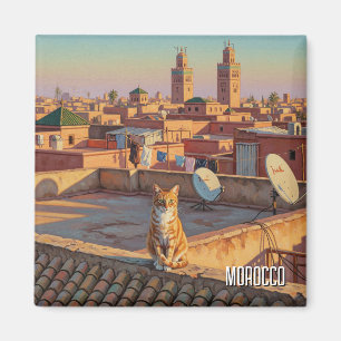 Cat in Marrakesh Morocco Travel Magnet