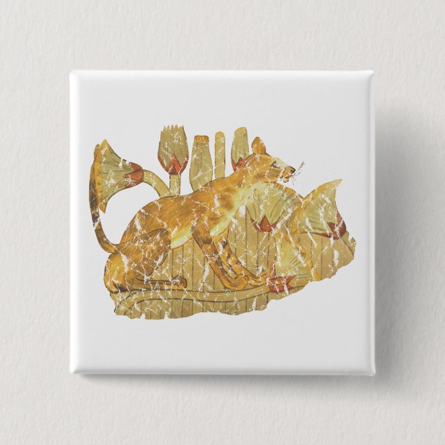 cat in marsh 15 cm square badge (Front)