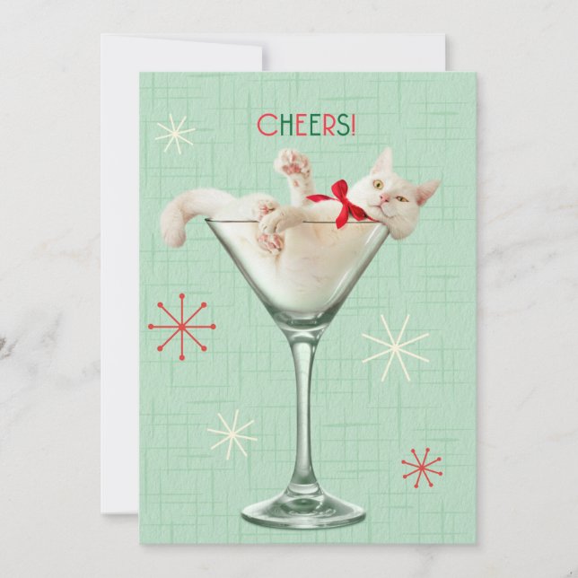 Cat in Martini Glass Invitation (Front)