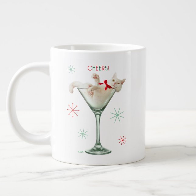 Cat in Martini Glass Large Coffee Mug (Left)