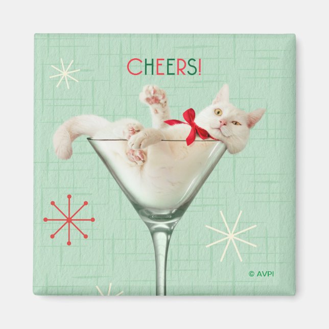 Cat in Martini Glass Magnet (Front)