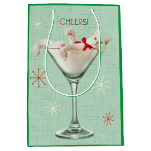 Cat in Martini Glass Medium Gift Bag